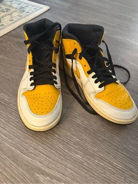 Jordan Men's High-Top Sneakers in Yellow, White & Black